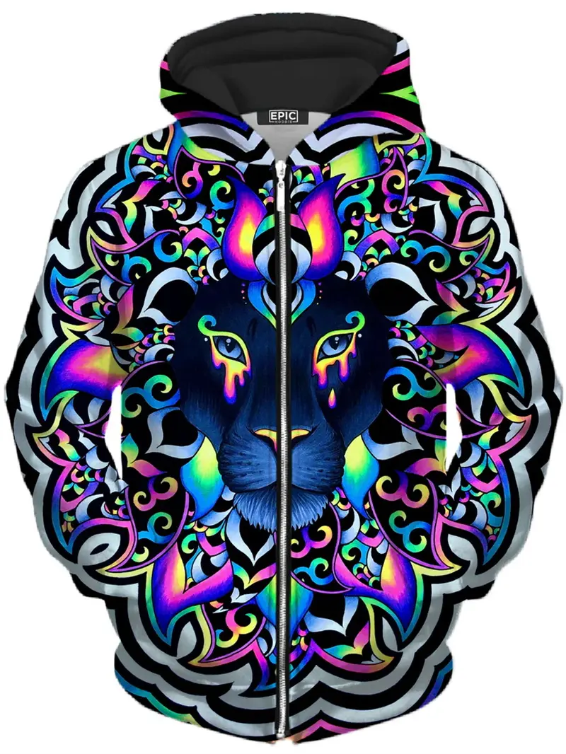 New Psychedelic Graphic Zipper Hoodie For Men Fashion Casual Hip Pop Sweatshirts Loose Kids Zip Up Coat Outdoor Men Clothes
