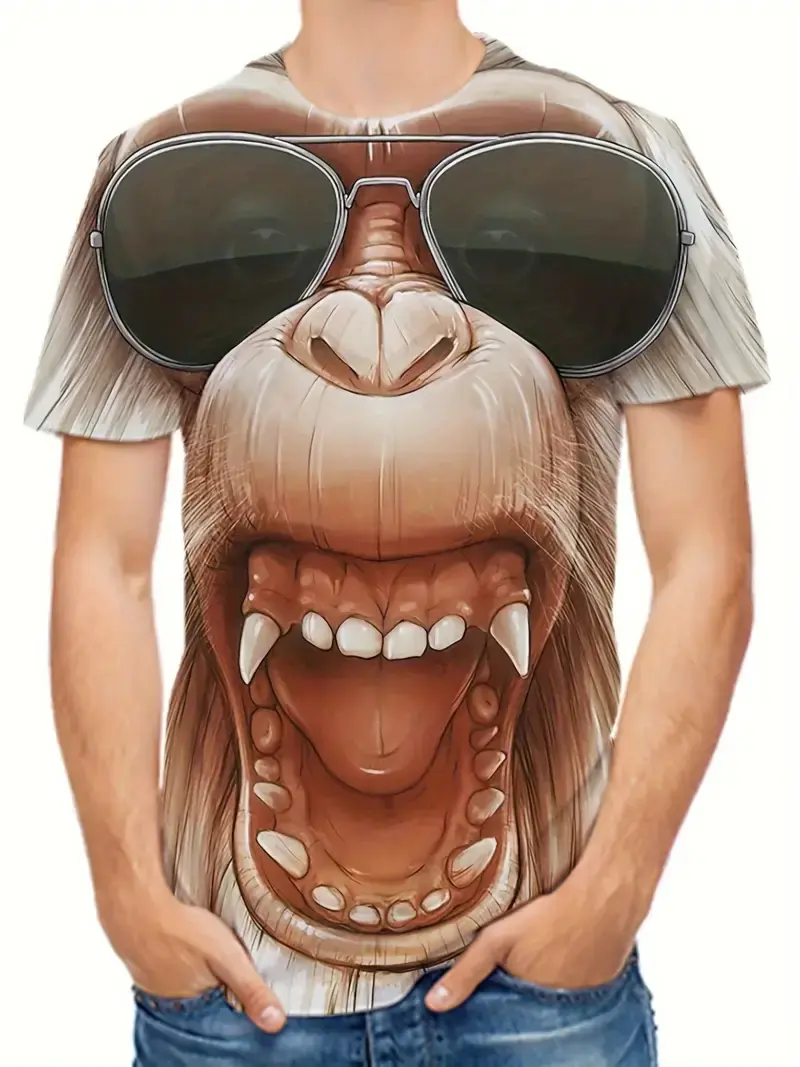 New Men's T-shirt 3D Funny Monkey Graphic Printed T-Shirt For Women Kids Fashion Short Sleeve Fun Tee Trendy Oversize Men Tops