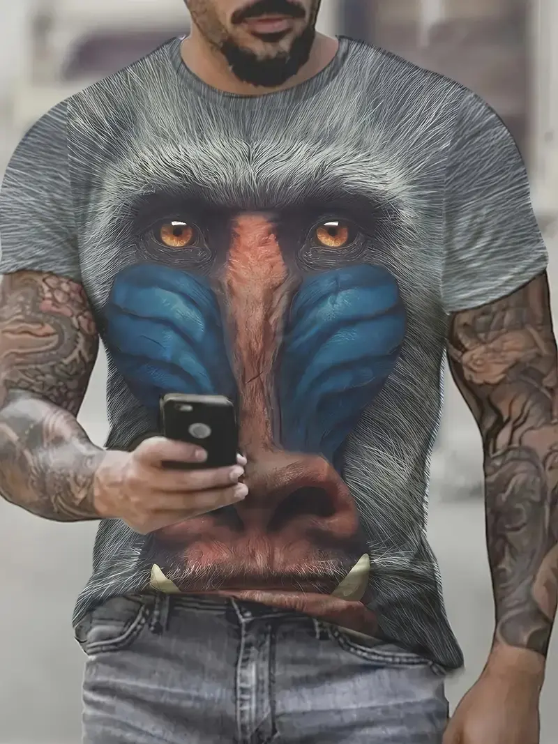 New Men's T-shirt 3D Funny Monkey Graphic Printed T-Shirt For Women Kids Fashion Short Sleeve Fun Tee Trendy Oversize Men Tops