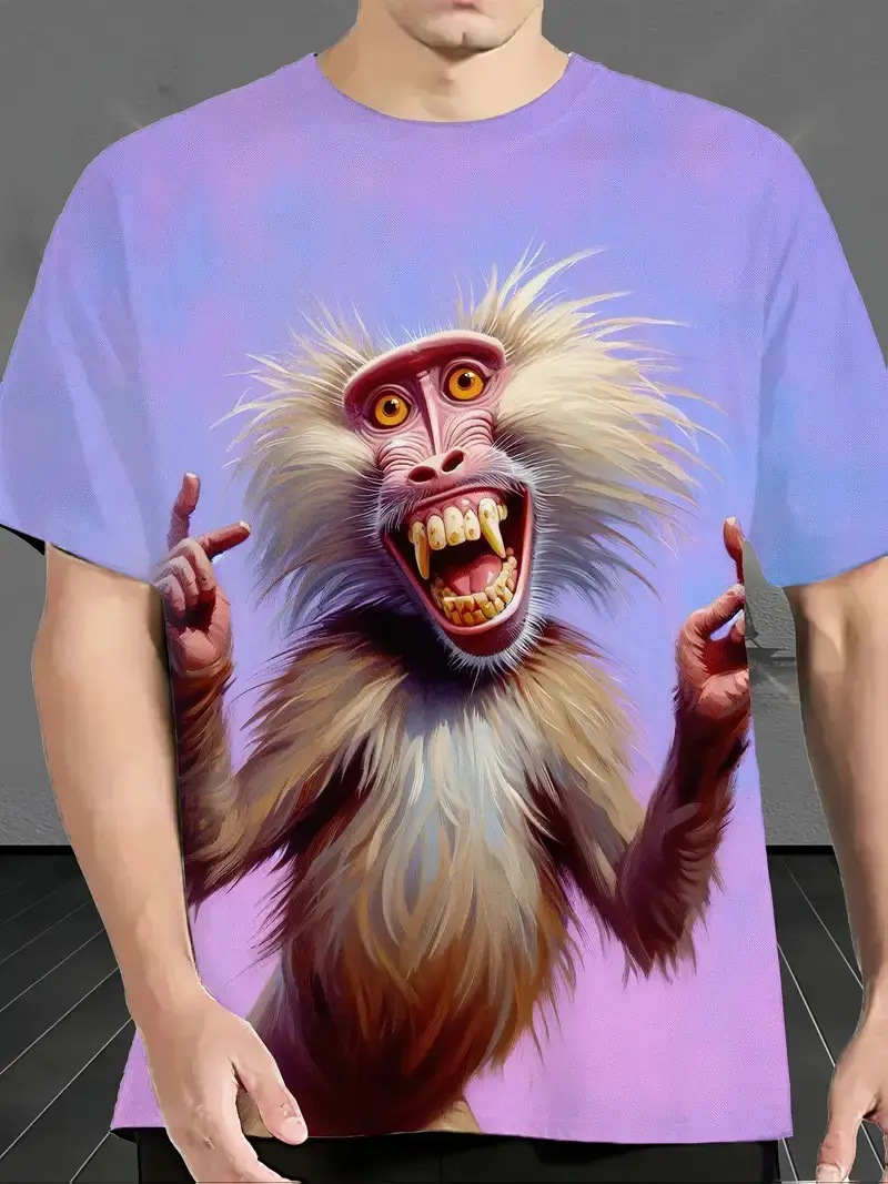 New Men's T-shirt 3D Funny Monkey Graphic Printed T-Shirt For Women Kids Fashion Short Sleeve Fun Tee Trendy Oversize Men Tops