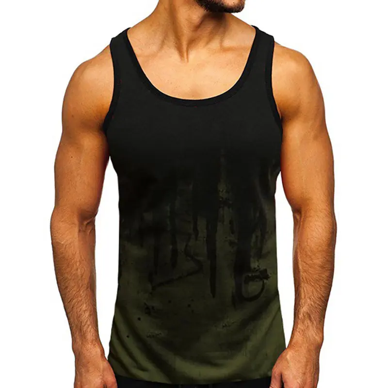 Tie-dye 3D Graphic Y2k Clothes Summer Men's Sports Tank Gym Fitness Tops Sleeveless O-Neck Gradient Print Plus Size Men Clothing