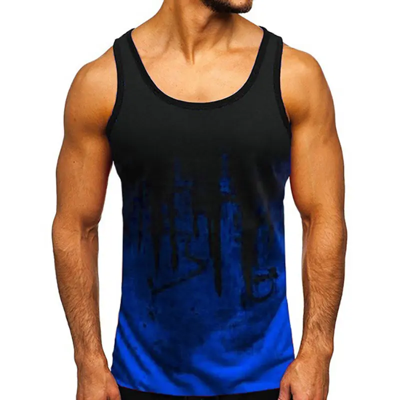 Tie-dye 3D Graphic Y2k Clothes Summer Men's Sports Tank Gym Fitness Tops Sleeveless O-Neck Gradient Print Plus Size Men Clothing