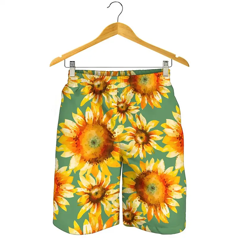 Cute Daisy Flower 3D Printed Beach Shorts Men/women Vacation Surf Swimwear Classic Sunflower Print Sport Trunks Kids Y2k Clothes