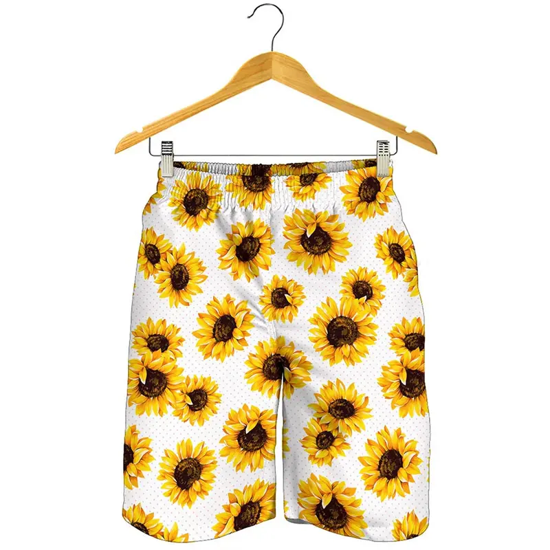Cute Daisy Flower 3D Printed Beach Shorts Men/women Vacation Surf Swimwear Classic Sunflower Print Sport Trunks Kids Y2k Clothes