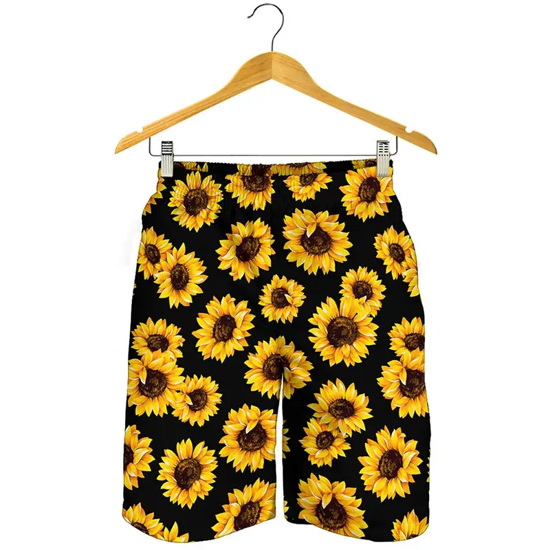 Cute Daisy Flower 3D Printed Beach Shorts Men/women Vacation Surf Swimwear Classic Sunflower Print Sport Trunks Kids Y2k Clothes