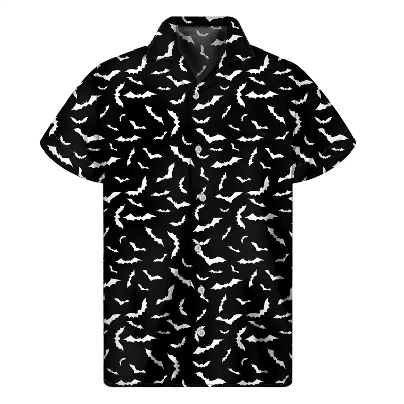 Classic Black And White Series Men Tops 3D Print Star Hawaiian Short Sleeve Beach Shirt Women Loose Harajuku Button Lapel Blouse