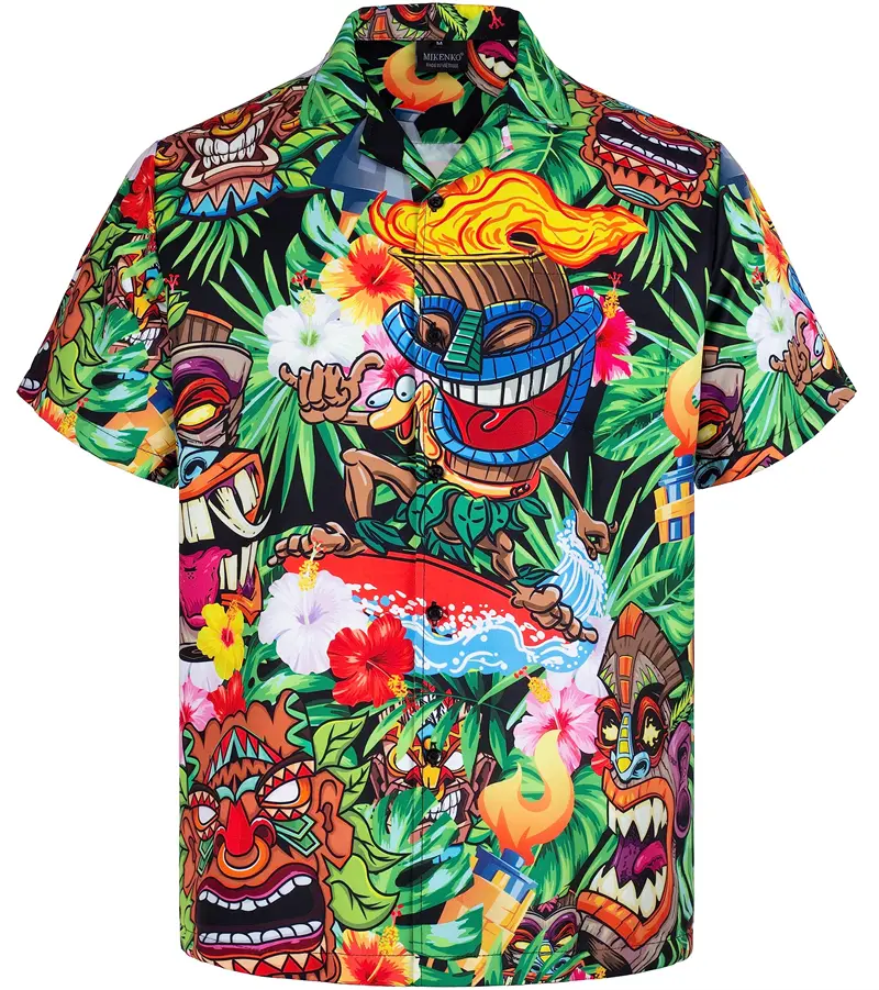 Novelty Vintage 3d Tiki Print Hawaiian Shirts Man Retro Mens Plus Size Shirt Casual Short Sleeve Beach Blouse Male Clothing