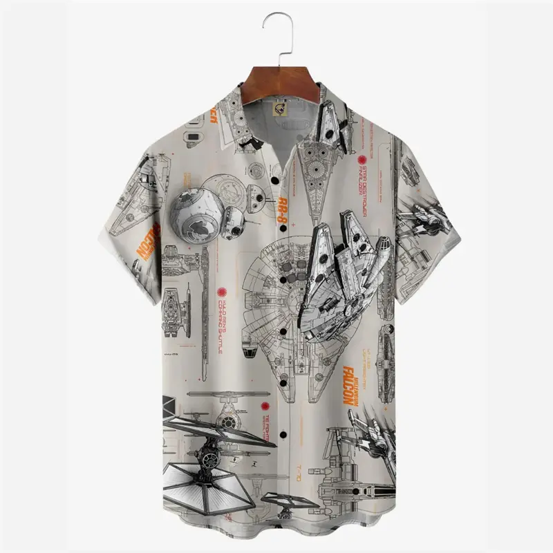 Classic Black And White Series Men Tops 3D Print Star Hawaiian Short Sleeve Beach Shirt Women Loose Harajuku Button Lapel Blouse