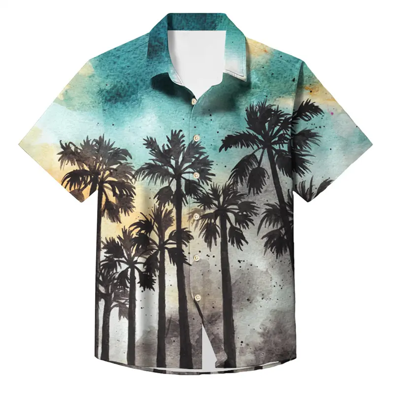 Vintage Palm 3D Graphic Shirts Y2k Tops Vacation Party Pretty Tee Women Casual Hawaiian Beach Shirt Mens High Fashion Clothing