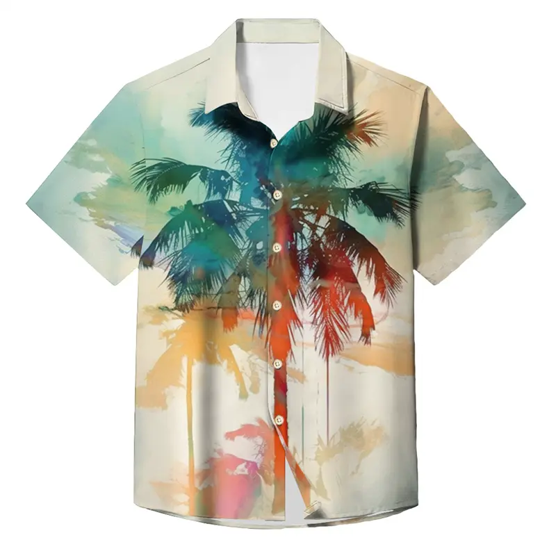 Vintage Palm 3D Graphic Shirts Y2k Tops Vacation Party Pretty Tee Women Casual Hawaiian Beach Shirt Mens High Fashion Clothing