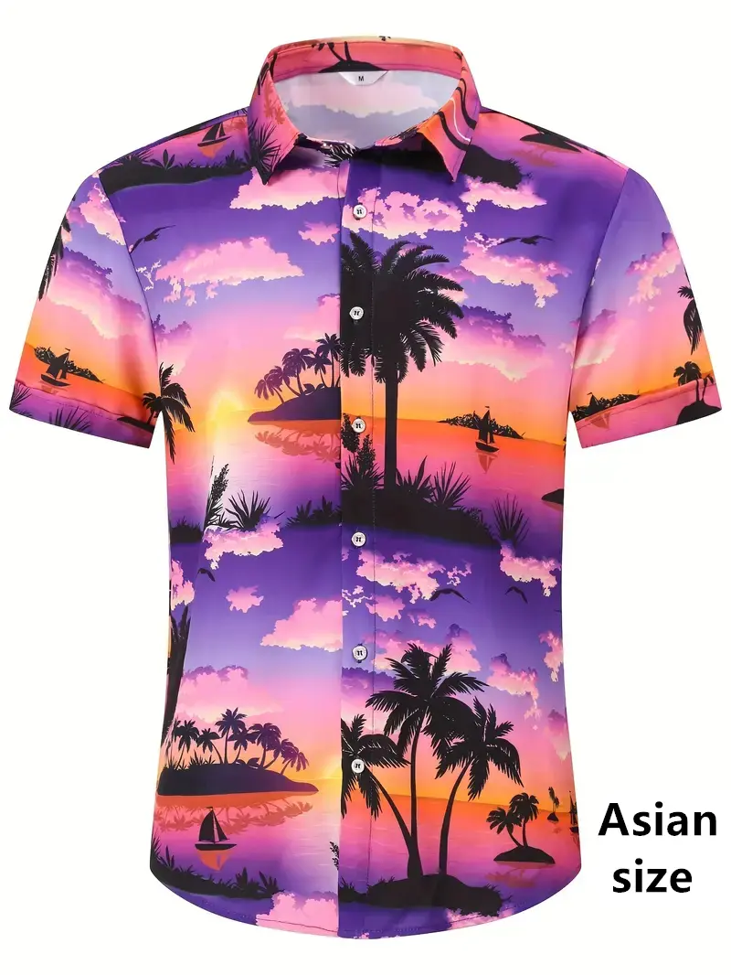 2025 New Vintage Elegant Men's Hawaiian Shirts Trendy 3D Tropical Flower Plant  Printed Short-sleeve Tops Women  Vacation Blouse