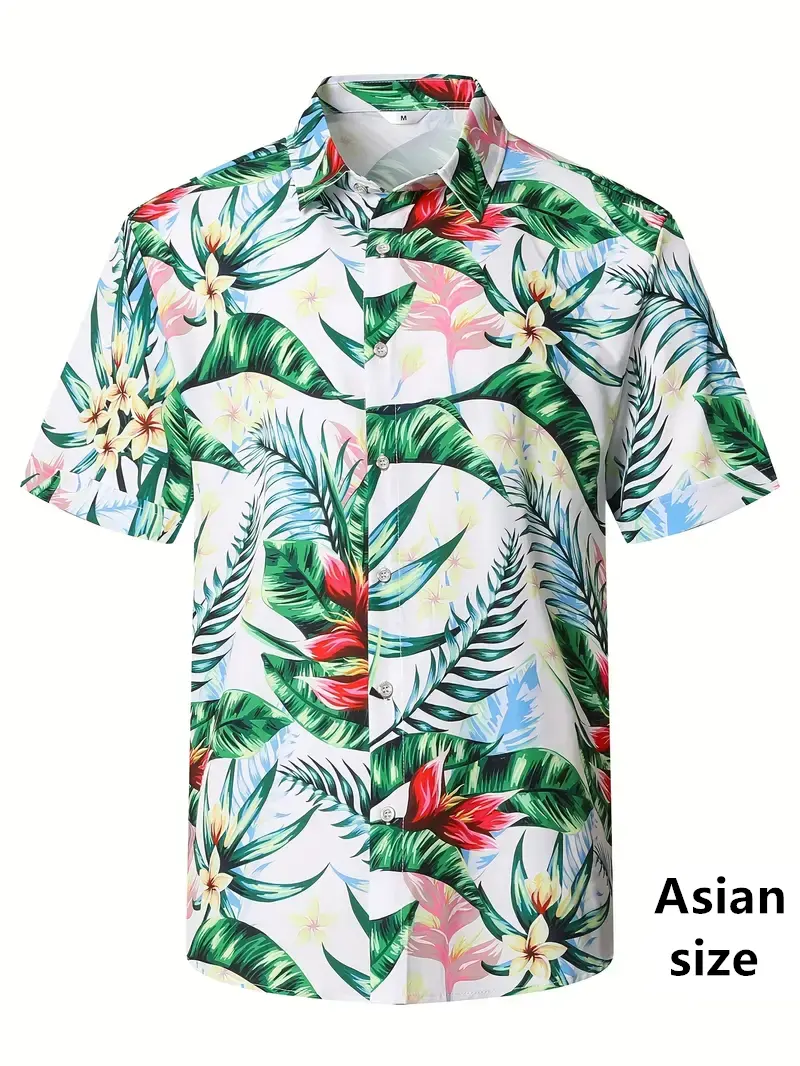 2025 New Vintage Elegant Men's Hawaiian Shirts Trendy 3D Tropical Flower Plant  Printed Short-sleeve Tops Women  Vacation Blouse
