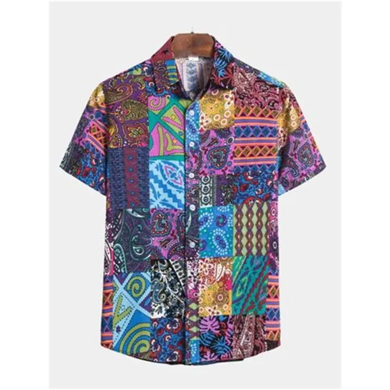 Men's 3d Print Summer Short Sleeve Shirt Art Geometric Pattern Hawaiian Beach Male Female Shirts Casual Lapel Blouse For Men Top