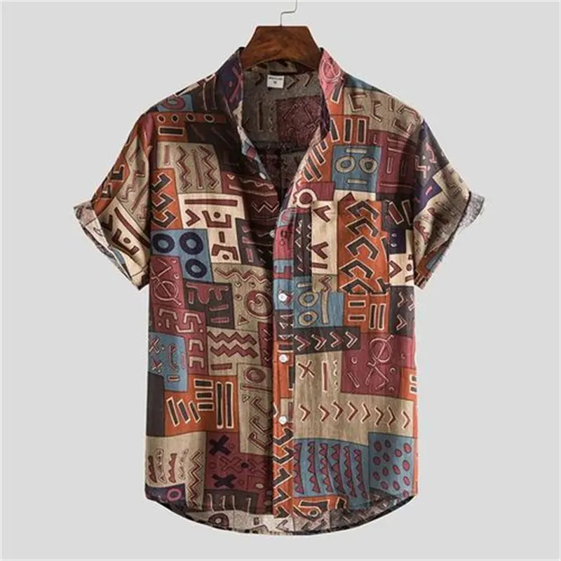 Men's 3d Print Summer Short Sleeve Shirt Art Geometric Pattern Hawaiian Beach Male Female Shirts Casual Lapel Blouse For Men Top