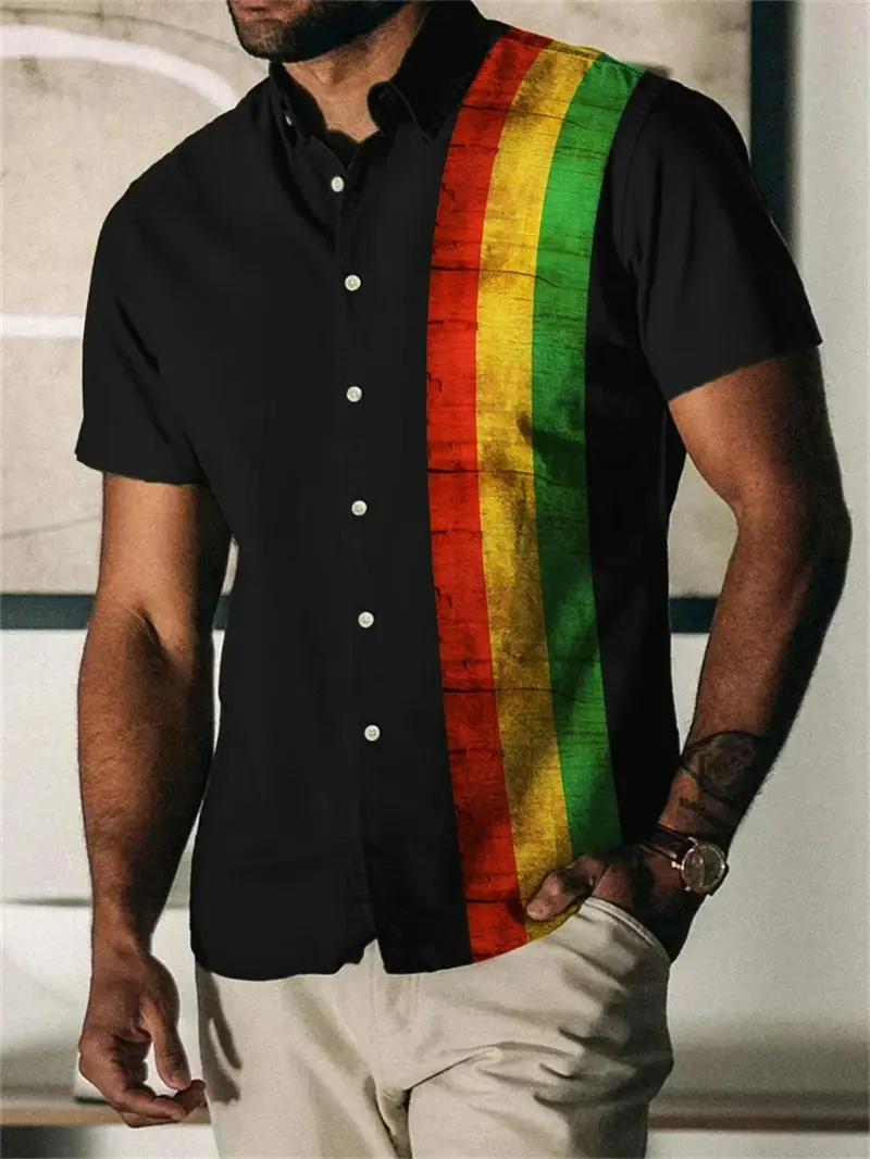 Rainbow 3D Printed Shirt Man/Women High Quality Casual Fashion Short Sleeves Shirts Button Lapel Tops Summer Blouse Clothing