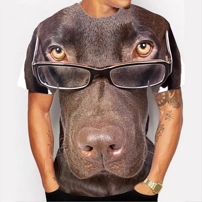 Funny Dog Face Pattern 3D Print T-shirt Summer Men Woman Casual Fashion Animal T Shirts Streetwear Kids Harajuku Y2k Tees Man