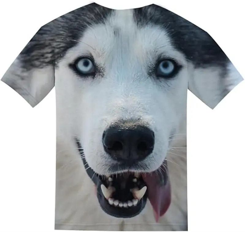 Funny Dog Face Pattern 3D Print T-shirt Summer Men Woman Casual Fashion Animal T Shirts Streetwear Kids Harajuku Y2k Tees Man