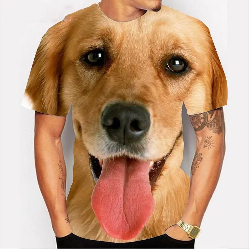 Funny Dog Face Pattern 3D Print T-shirt Summer Men Woman Casual Fashion Animal T Shirts Streetwear Kids Harajuku Y2k Tees Man