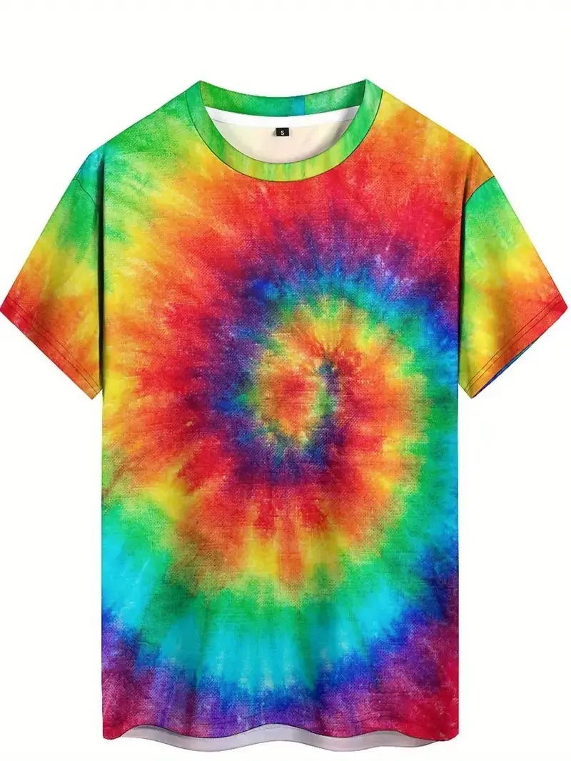 Fun Rainbow 3D Printed Tie-dye Pattern T-shirt Streetwear 2025 New Colorful Men's And Women's Casual Tops Oversized Y2k Clothing