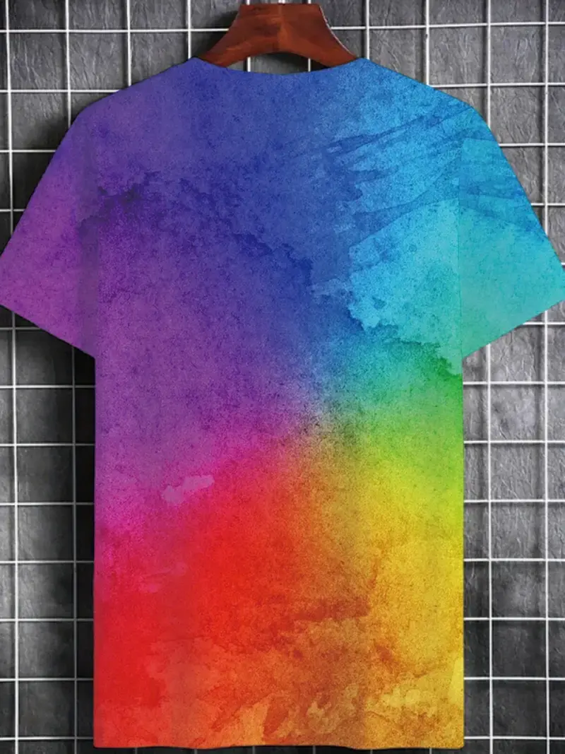 Fun Rainbow 3D Printed Tie-dye Pattern T-shirt Streetwear 2025 New Colorful Men's And Women's Casual Tops Oversized Y2k Clothing