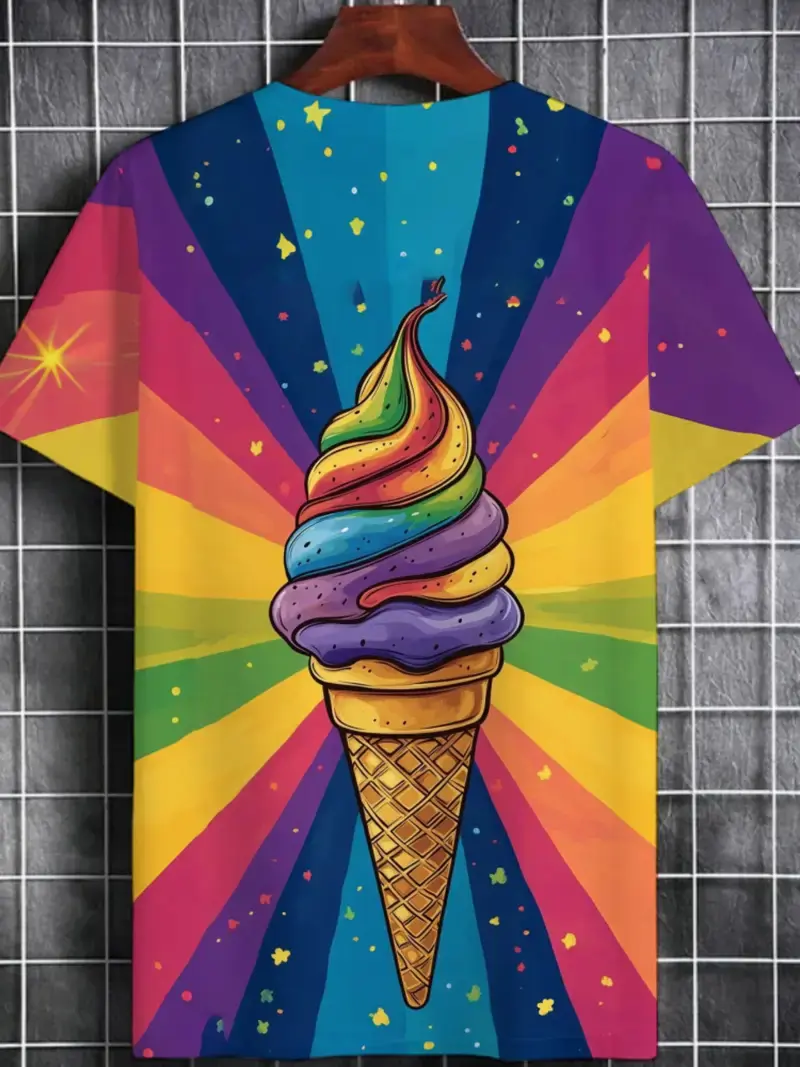 Fun Rainbow 3D Printed Tie-dye Pattern T-shirt Streetwear 2025 New Colorful Men's And Women's Casual Tops Oversized Y2k Clothing