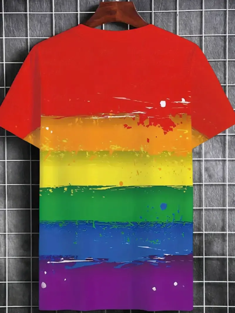 Fun Rainbow 3D Printed Tie-dye Pattern T-shirt Streetwear 2025 New Colorful Men's And Women's Casual Tops Oversized Y2k Clothing