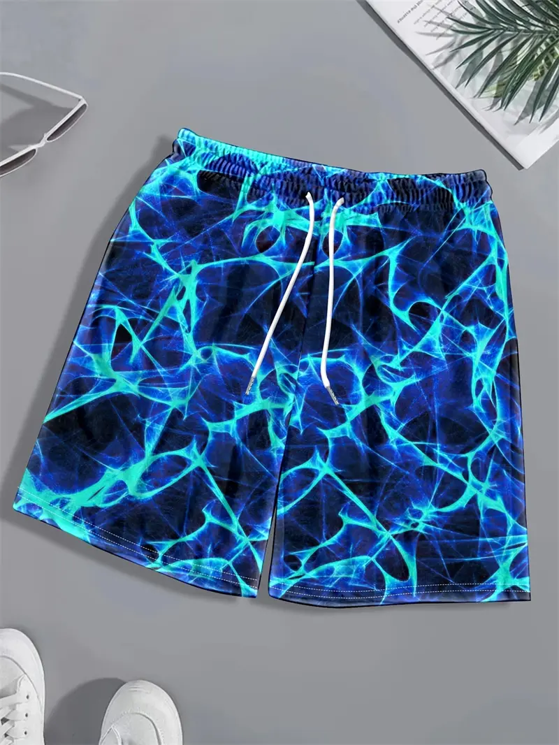 Lightning Graphic 3D Print Men's Beach Short Casual Summer Swimming Shorts Hawaii Surfing Short Pants Y2k Quick Drying Shorts