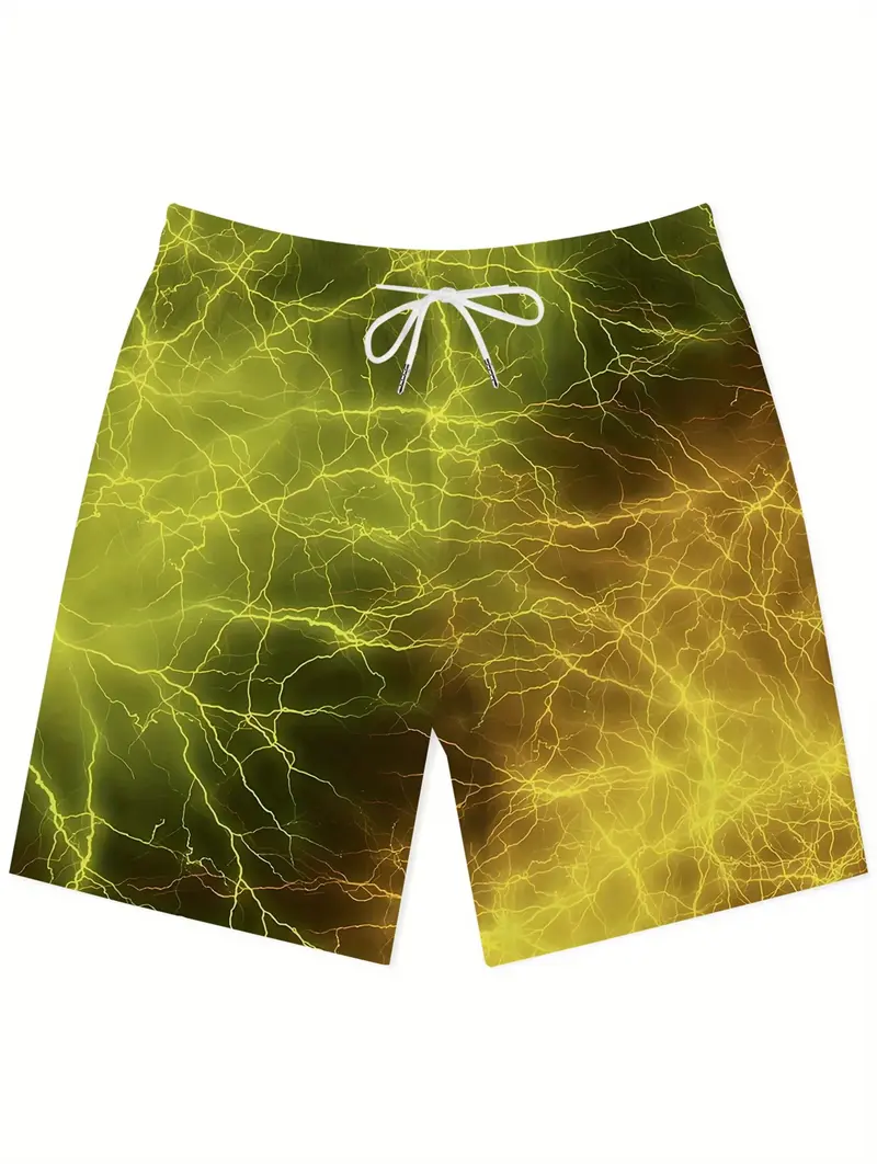 Lightning Graphic 3D Print Men's Beach Short Casual Summer Swimming Shorts Hawaii Surfing Short Pants Y2k Quick Drying Shorts