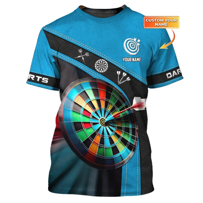 Custom Name 3D Printed Darts Graphic Tshirt For Men Women Personalized Bar Entertainment Darts Club Short Sleeve O Neck T Shirts