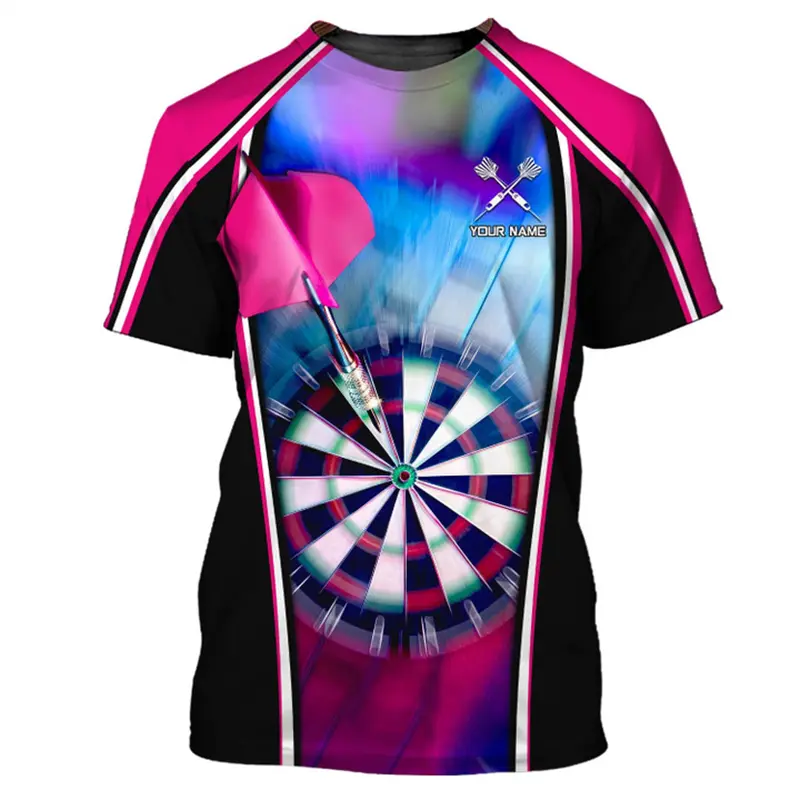 Custom Name 3D Printed Darts Graphic Tshirt For Men Women Personalized Bar Entertainment Darts Club Short Sleeve O Neck T Shirts