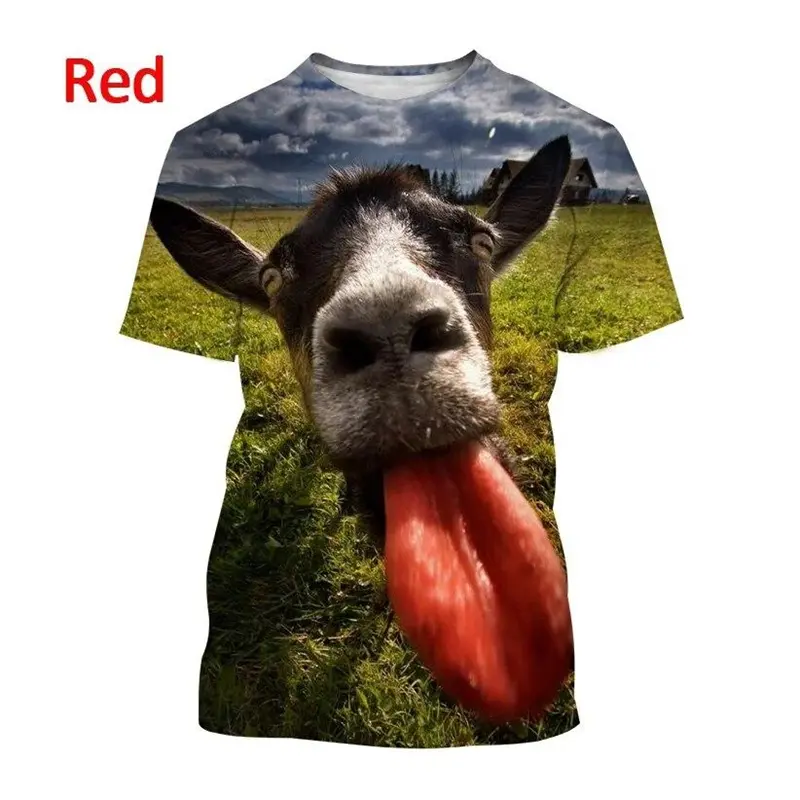 Summer Funny Goat 3D Printing Tees Extra Large Loose Tshirts Men Women Streetwear Round Neck Clothing Short Sleeve Top T-shirt