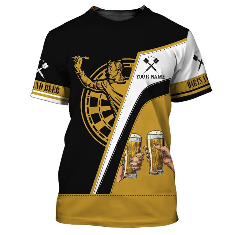 Custom Name 3D Printed Darts Graphic Tshirt For Men Women Personalized Bar Entertainment Darts Club Short Sleeve O Neck T Shirts