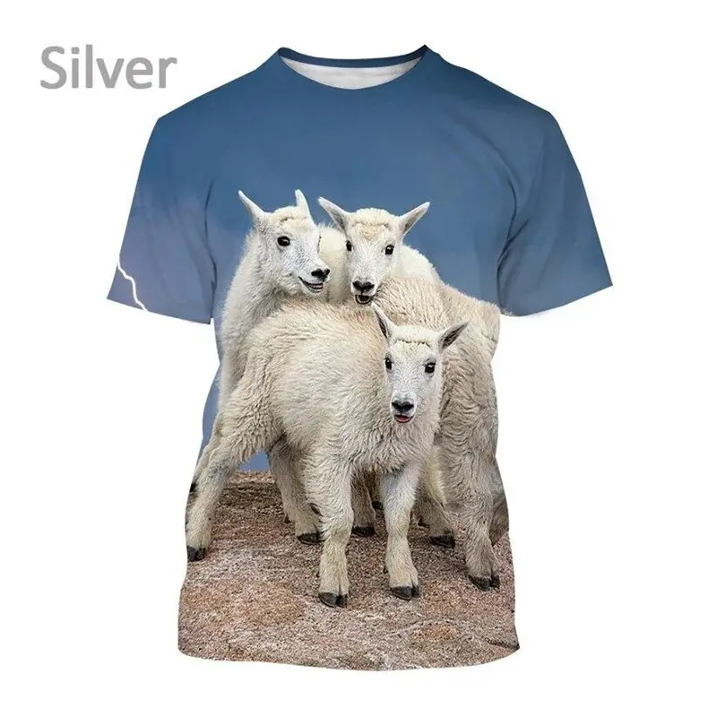 Summer Funny Goat 3D Printing Tees Extra Large Loose Tshirts Men Women Streetwear Round Neck Clothing Short Sleeve Top T-shirt