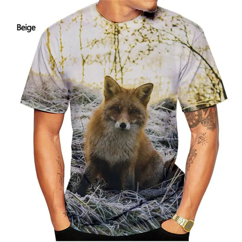Kawaii Fox 3D Printed T-shirt Men Women Casual Breathable Short Sleeve Tees Kids Cute Animal Print Comfortable O Neck T Shirt