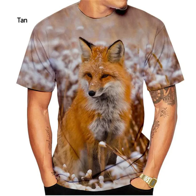 Kawaii Fox 3D Printed T-shirt Men Women Casual Breathable Short Sleeve Tees Kids Cute Animal Print Comfortable O Neck T Shirt