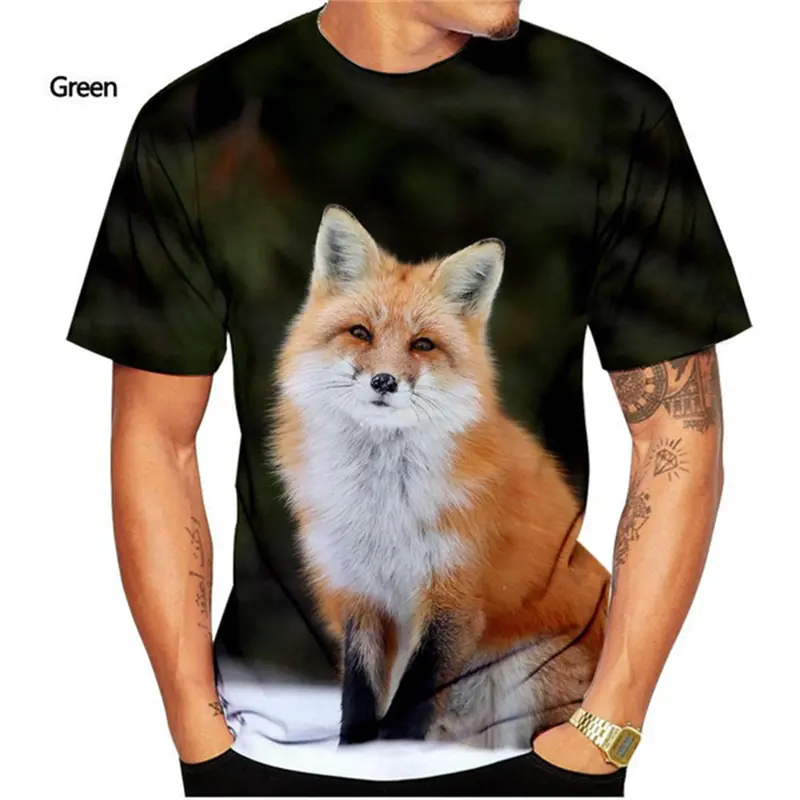 Kawaii Fox 3D Printed T-shirt Men Women Casual Breathable Short Sleeve Tees Kids Cute Animal Print Comfortable O Neck T Shirt