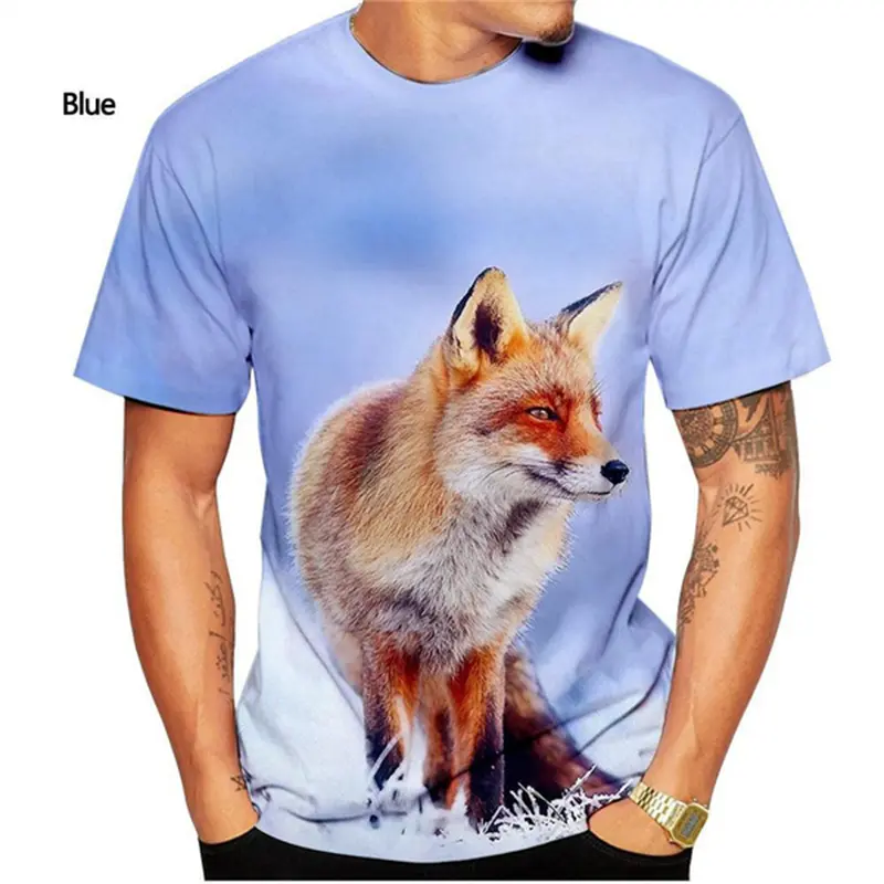 Kawaii Fox 3D Printed T-shirt Men Women Casual Breathable Short Sleeve Tees Kids Cute Animal Print Comfortable O Neck T Shirt