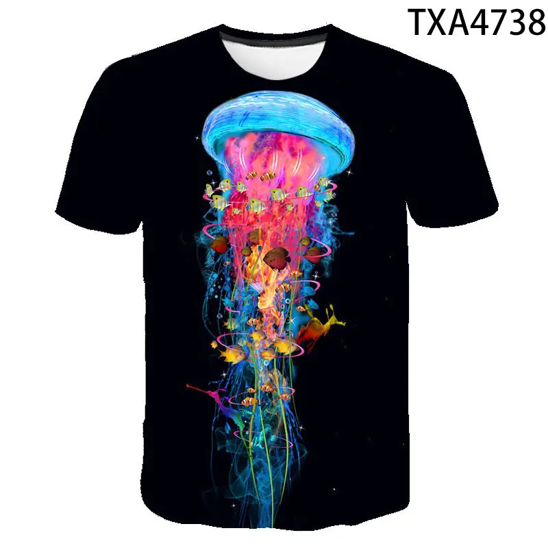 Luminescent Jellyfish T-shirt Colorful Jelly Fish 3d Printed T Shirt Men Women Children Cool Fashion Clothing Boy Girl Tops Tees