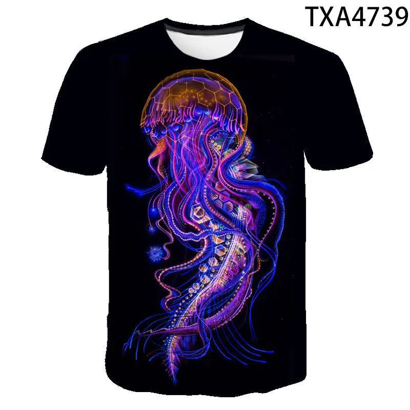 Luminescent Jellyfish T-shirt Colorful Jelly Fish 3d Printed T Shirt Men Women Children Cool Fashion Clothing Boy Girl Tops Tees