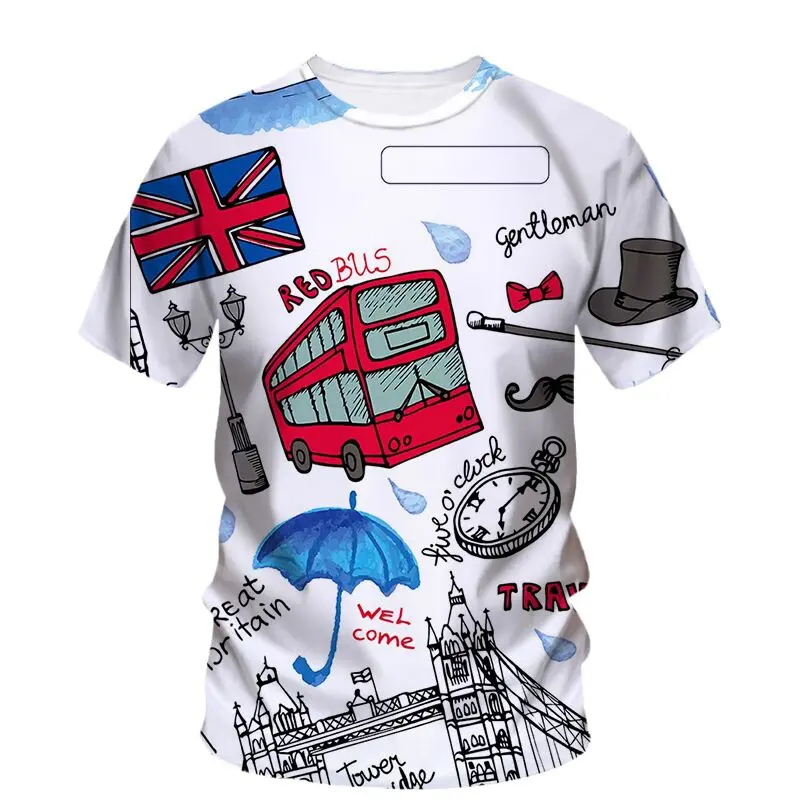 England Funny 3D Print T Shirt Summer Men Woman Fashion Short Sleeve Oversized Harajuku Streetwear Kid Tees Tops T-Shirt Clothes