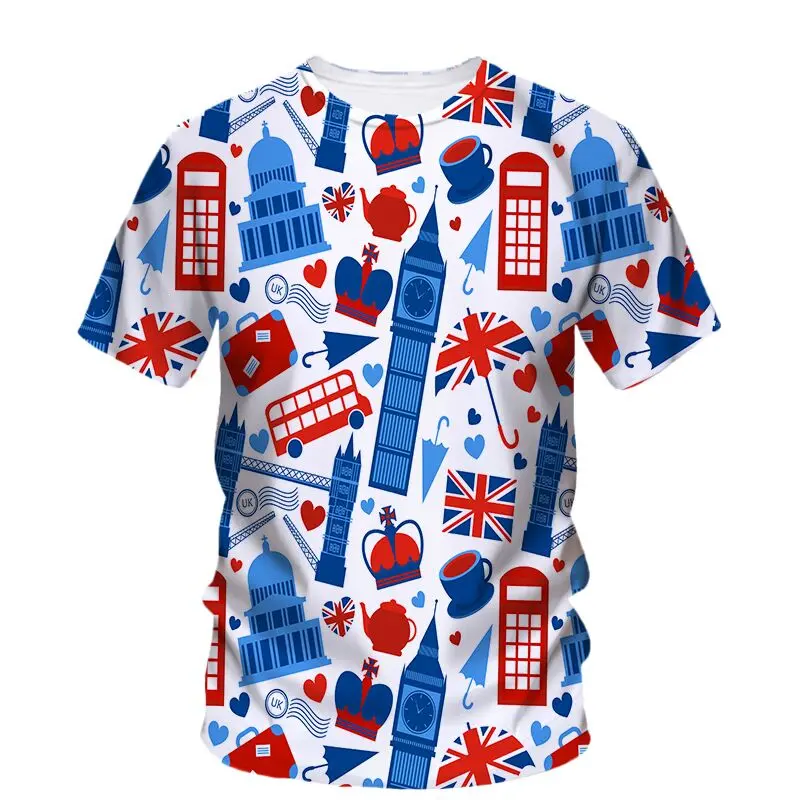 England Funny 3D Print T Shirt Summer Men Woman Fashion Short Sleeve Oversized Harajuku Streetwear Kid Tees Tops T-Shirt Clothes