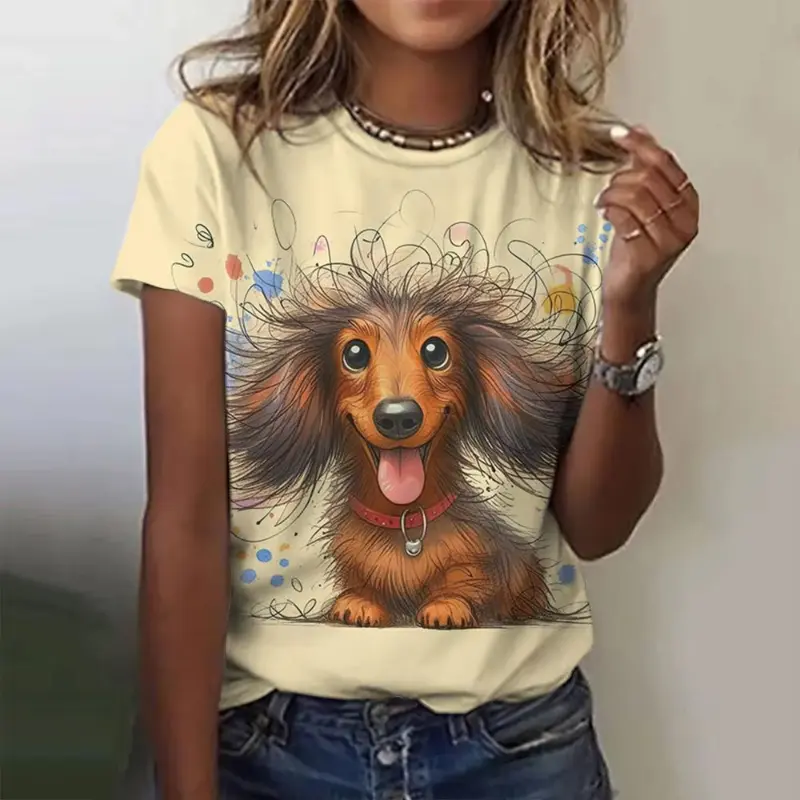Funny Lovely Cat Printed Women's T-Shirts Casual Short Sleeve Tshirts  O-Neck Oversize Girls Clothing Casual Loose Oversize Tops