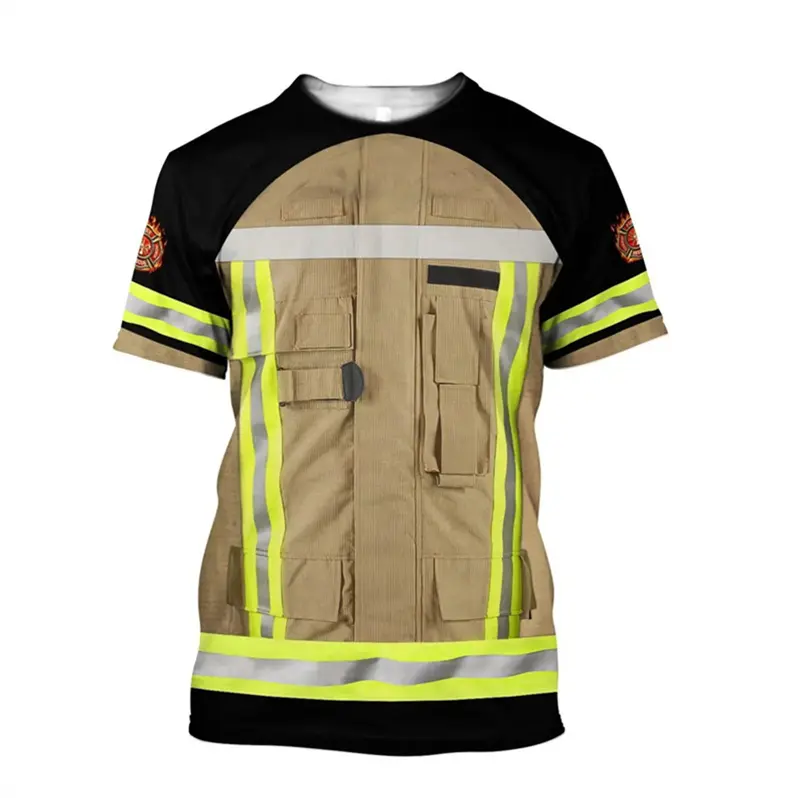 Cosplay Firefighting Clothing T Shirt Mens Women Funny 3D Print Short Sleeve Tops Casual T-shirt Vintage Tee Shirt Men Clothing