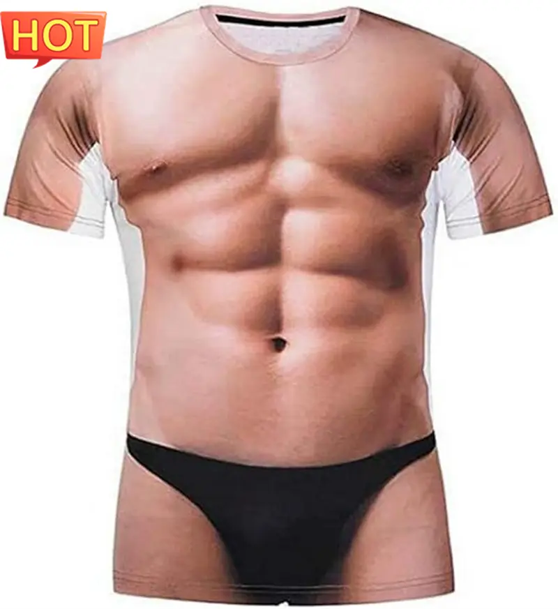 Muscle Body 3D Print T-Shirt Men Summer T Shirt Clothing Fashion Street Tees Flesh Pattern Oversized Male Short Sleeve Trendy