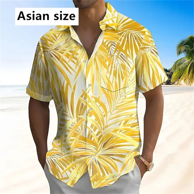 2025 Hawaiian Shirts For Men Women 3D Printed Tropical Plants Men's Button Shirt Summer Turndown Short Sleeve Fashion Blouse Top