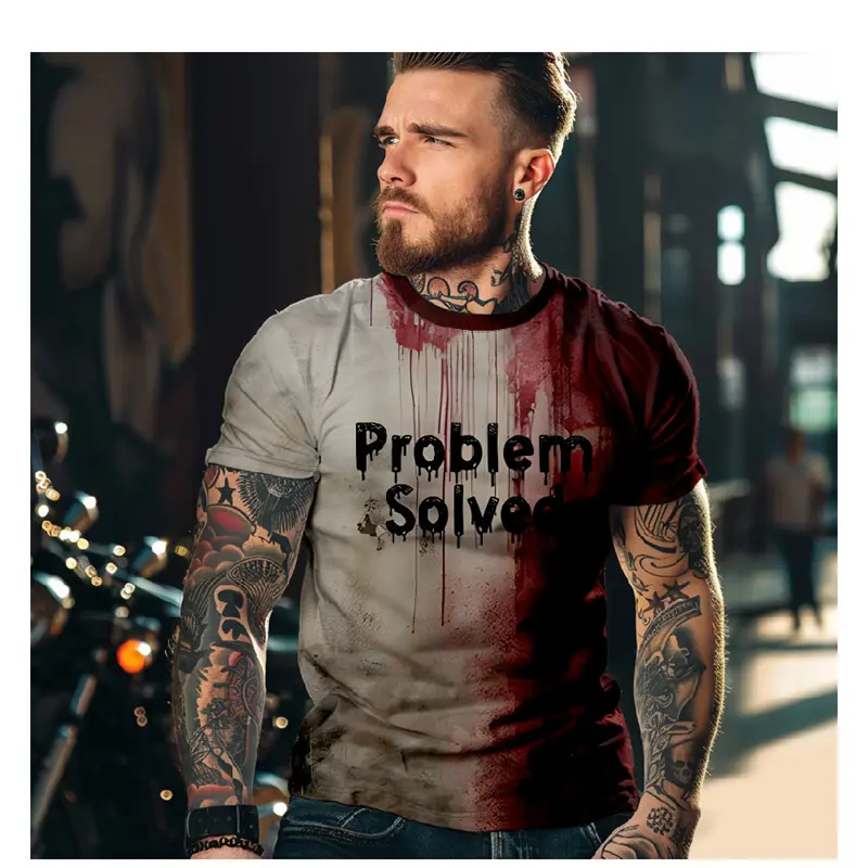 Horror Halloween T-Shirt For Men 3D Blood Print Men T-shirt Summer Short Sleeved Tee Male Pullover Tops Casual Spoof Clothing