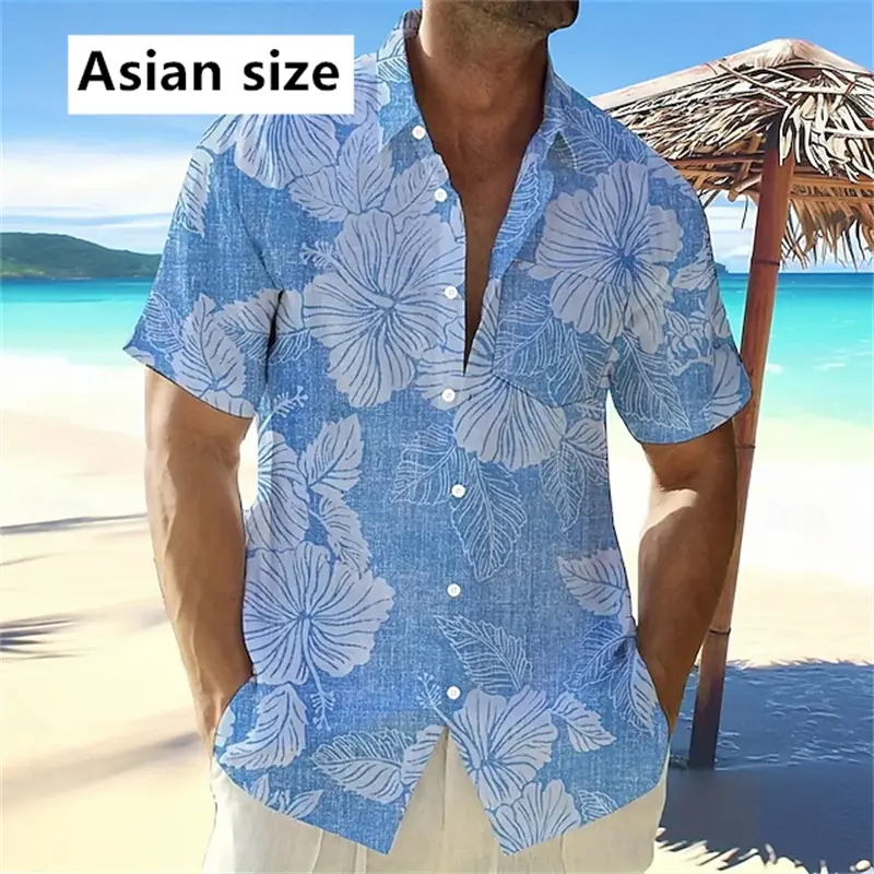 2025 Hawaiian Shirts For Men Women 3D Printed Tropical Plants Men's Button Shirt Summer Turndown Short Sleeve Fashion Blouse Top