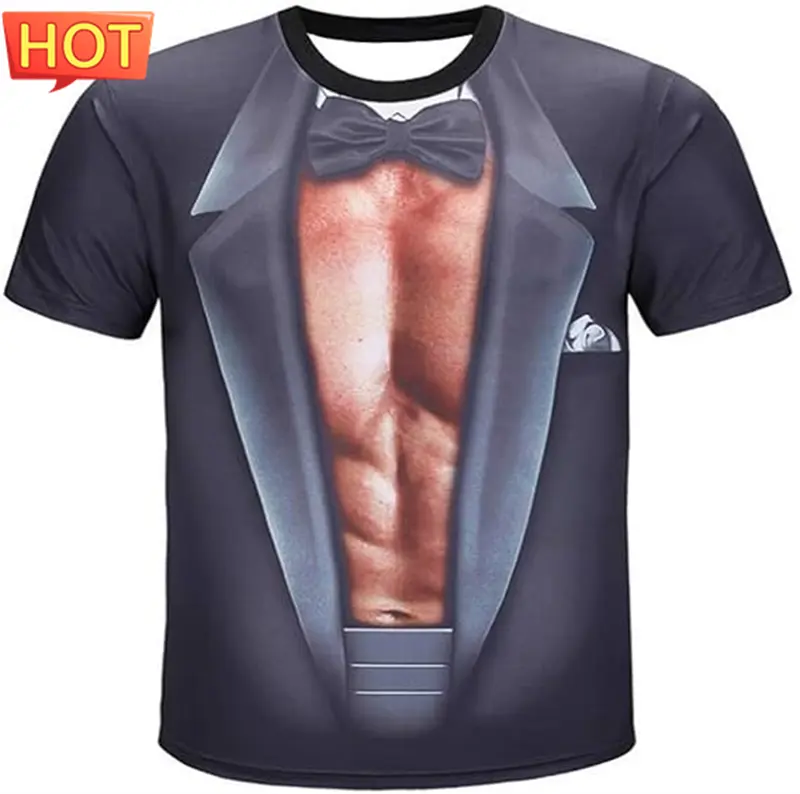 Muscle Body 3D Print T-Shirt Men Summer T Shirt Clothing Fashion Street Tees Flesh Pattern Oversized Male Short Sleeve Trendy