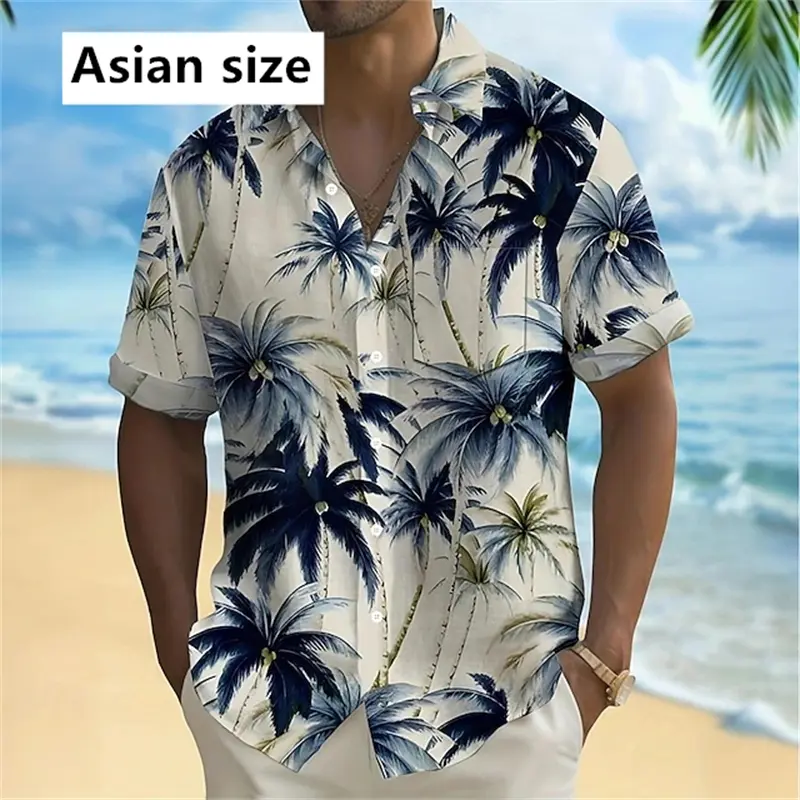 2025 Hawaiian Shirts For Men Women 3D Printed Tropical Plants Men's Button Shirt Summer Turndown Short Sleeve Fashion Blouse Top