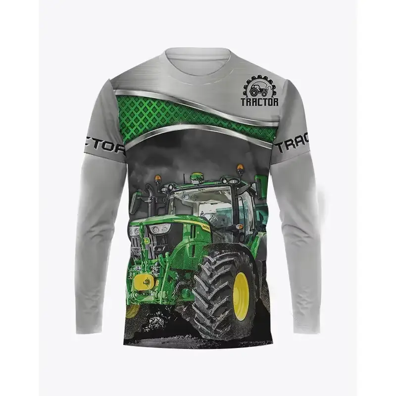 3D Print Farm Tractor Graphic T-shirts Autumn Men's Casual Long Sleeve T-shirt Oversized Fashion Pop Streetwear Men Y2k Clothing